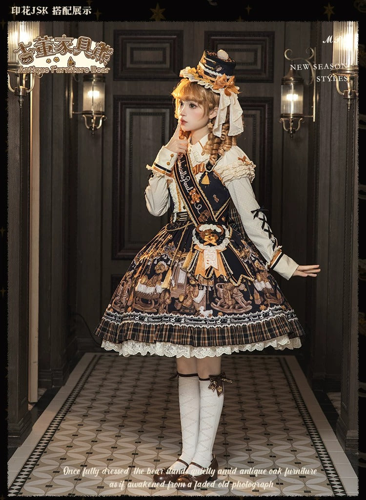 【受注予約~9/8】Antique Furniture Bear ワンピース・ジャンパースカート・ブラウス【Melliflorpearl】