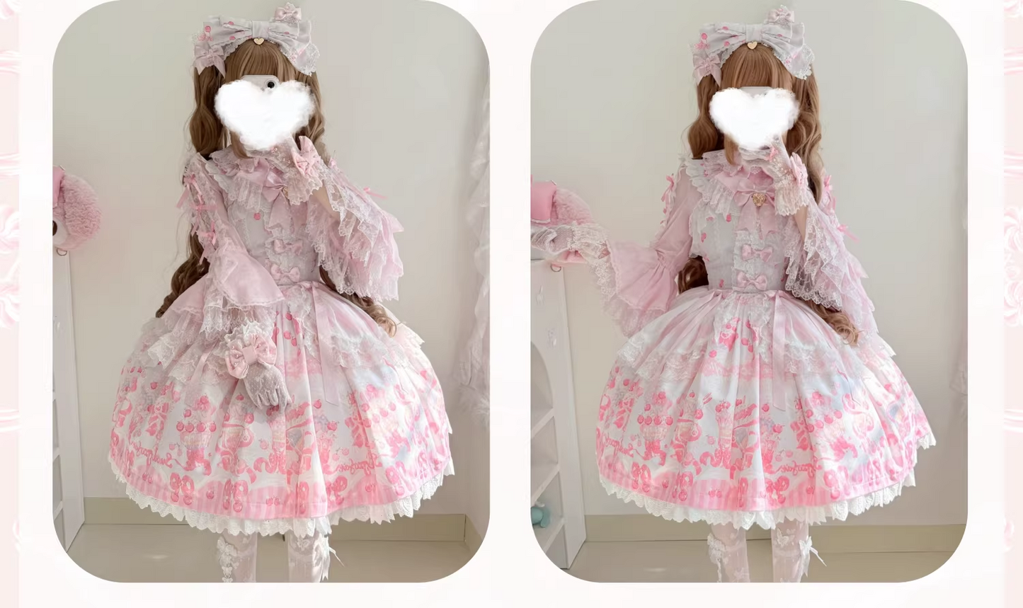 【受注予約~3/25】Cherry Parfait ワンピース・ジャンパースカート【芝士咩咩】