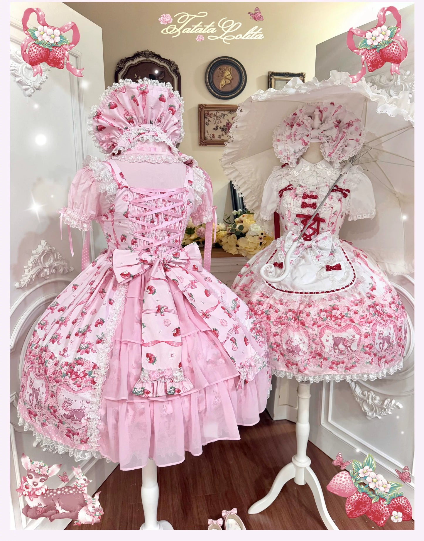 【受注予約~8/23】Fawn Strawberry Garden ジャンパースカート【TaTaTa Lolita】