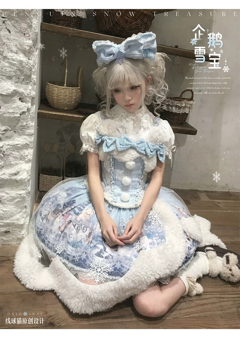 【受注予約~10/12】Penguin Snow Baby ジャンパースカート・インナートップス【Lineball Cat】
