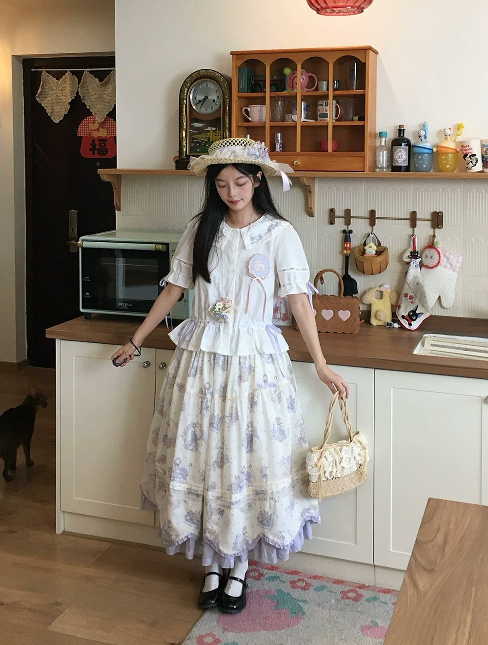 【受注予約~7/23】Little White Goose with Flowers ブラウス・スカート【Miss Cube】