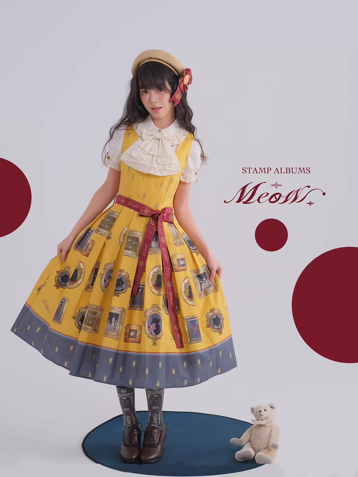【受注予約~4/16】MEOW ワンピース・ジャンパースカート・ブラウス【Stamp Album】