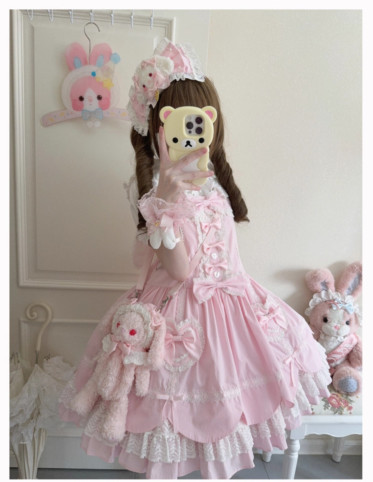 【受注予約~8/11】Cream Petals サロペット【天线猫】