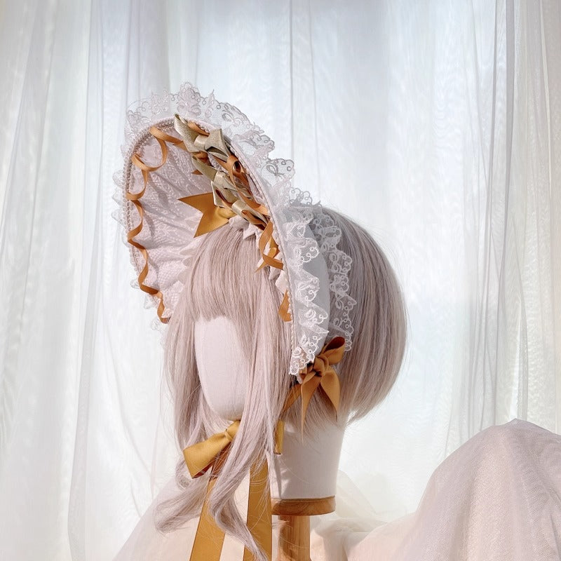 レースデコレーション ハーフボンネット【妹抖手作工作屋】