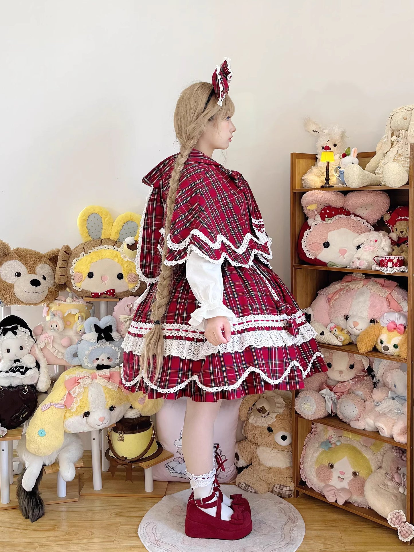 【受注予約~10/16】Ancient Petal Cake ケープ・アクセサリー(チェックver.）【Miss Point】