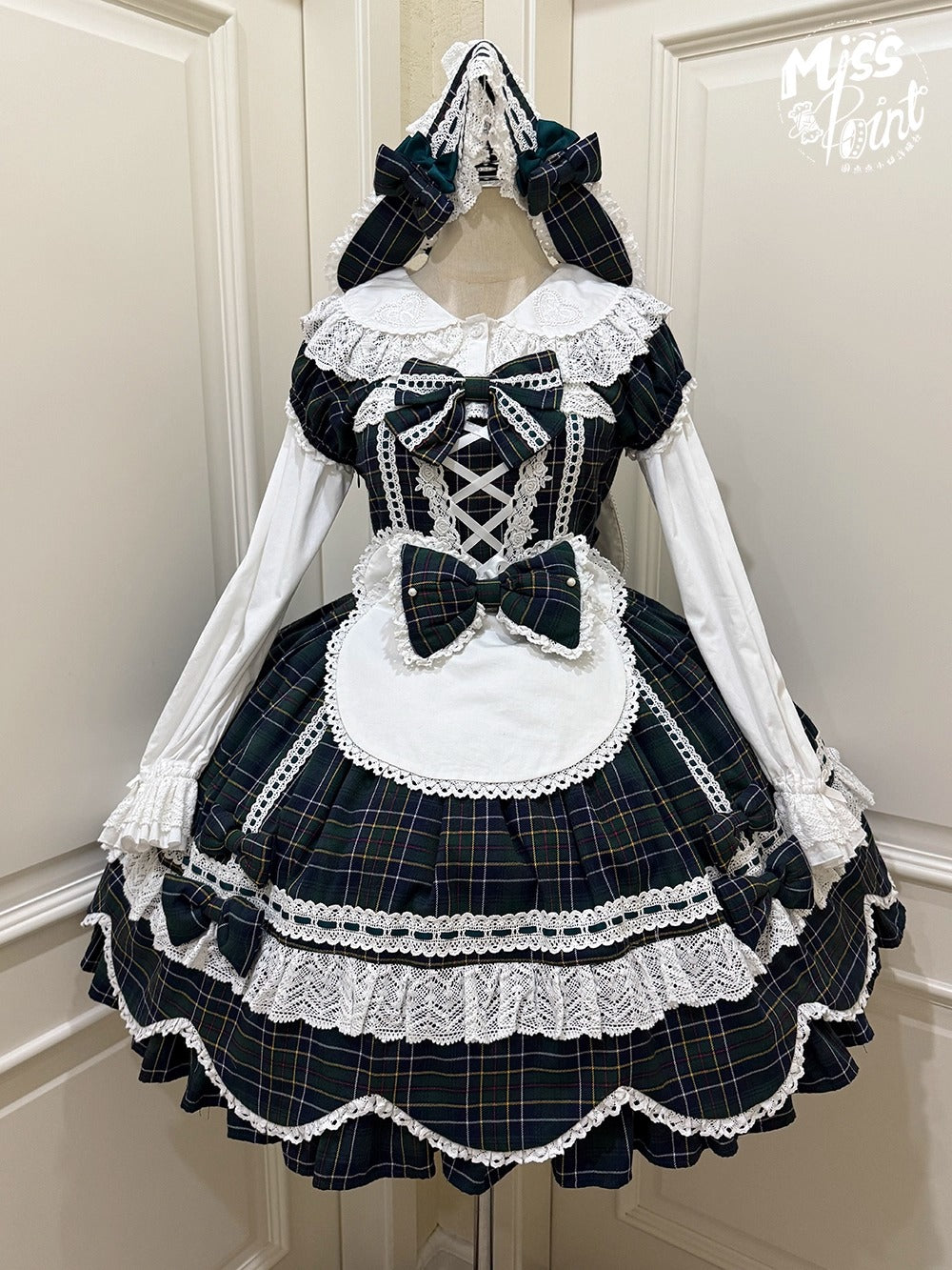 【受注予約~10/16】Ancient Petal Cake ワンピース・ジャンパースカート(チェックver.）【Miss Point】