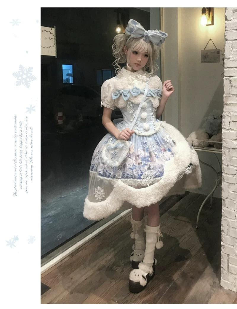 【受注予約~10/12】Penguin Snow Baby ジャンパースカート・インナートップス【Lineball Cat】