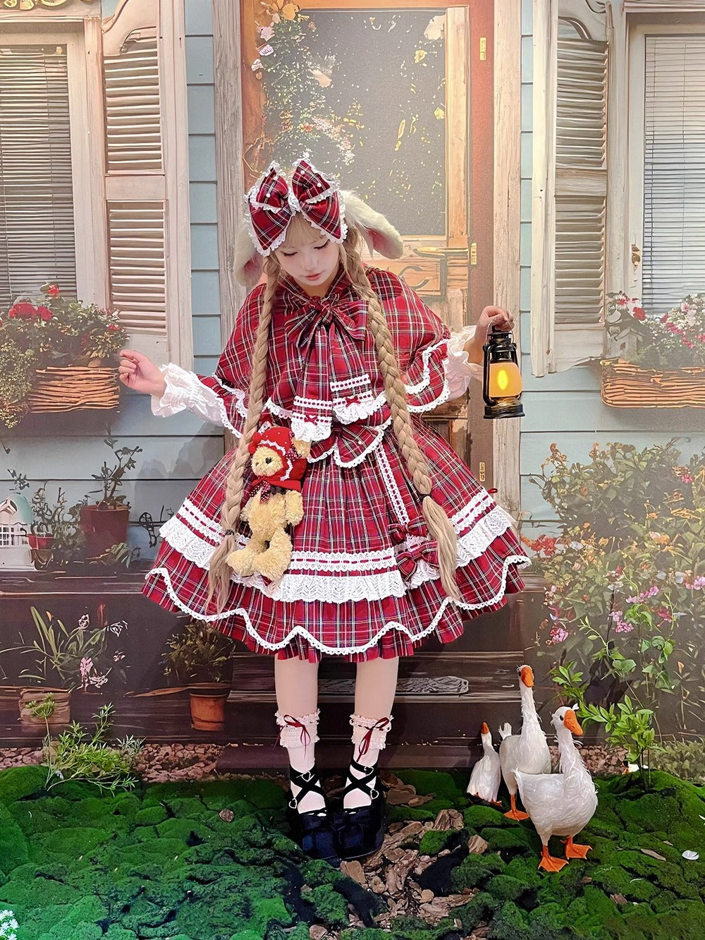 【受注予約~10/16】Ancient Petal Cake ケープ・アクセサリー(チェックver.）【Miss Point】