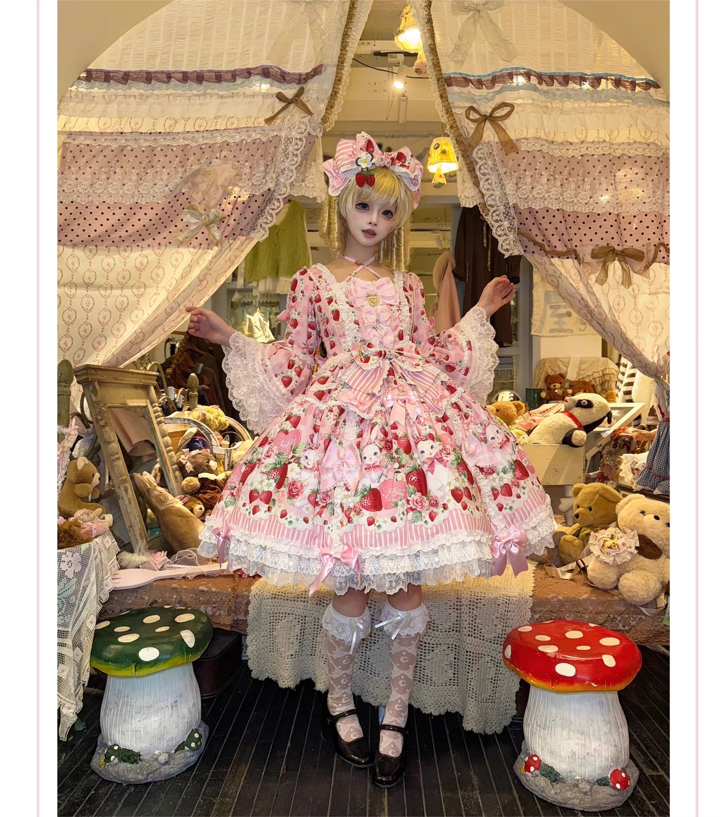【受注予約~4/29】Strawberry Rabbit アクセサリー【Antique Doll】