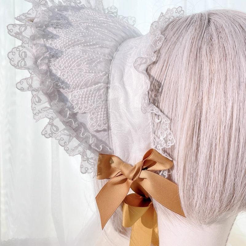 レースデコレーション ハーフボンネット【妹抖手作工作屋】