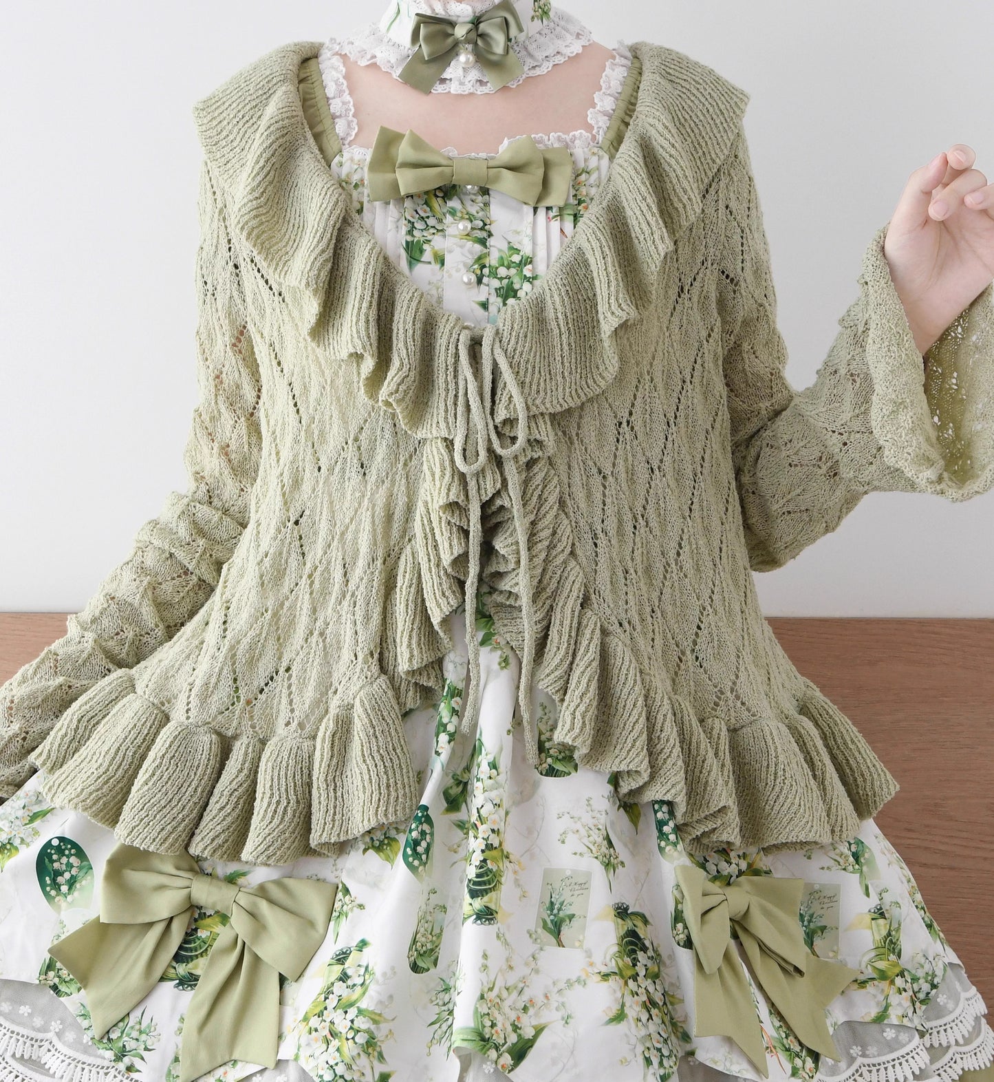 Sunset Bouquet フリルカーディガン【MIST】