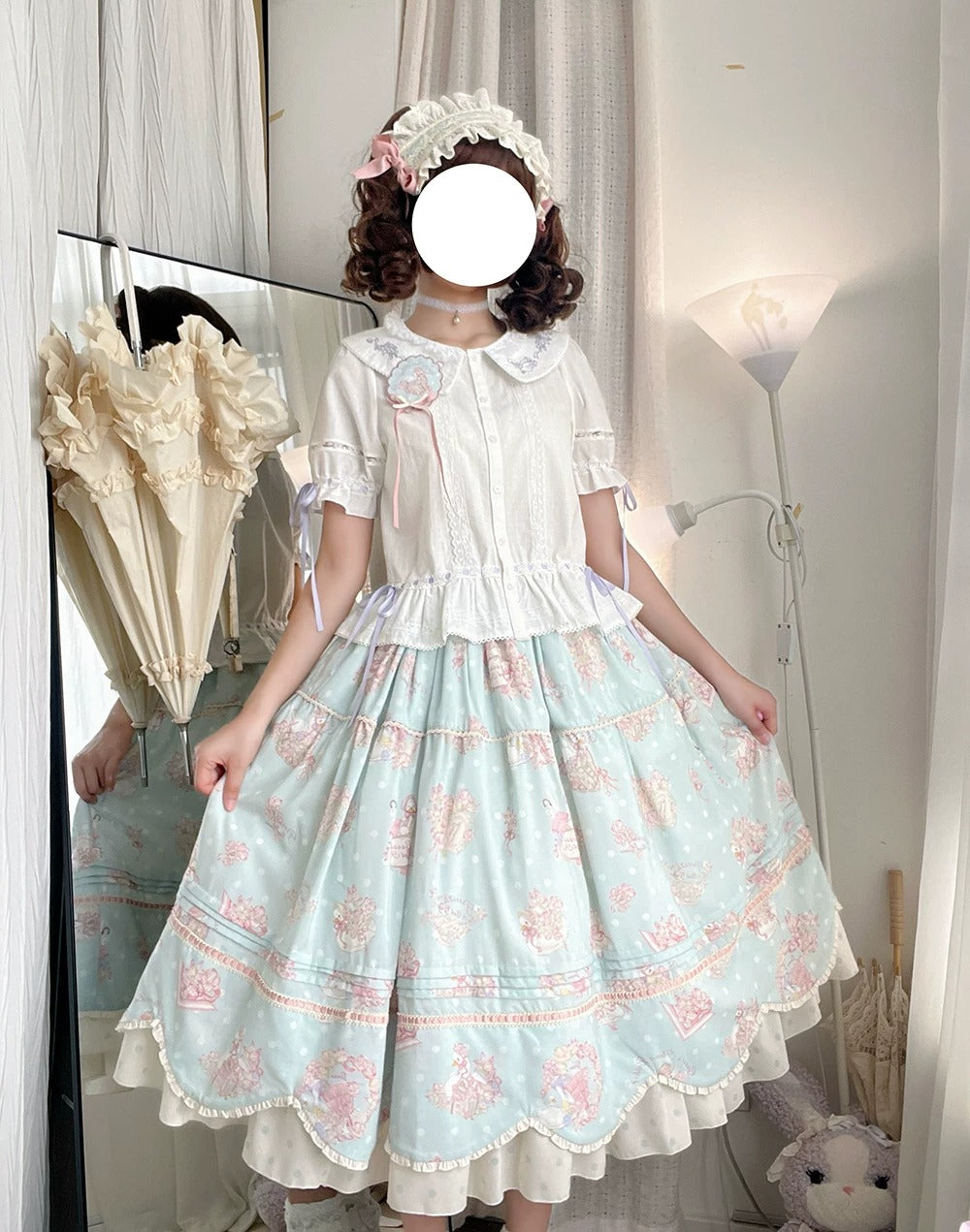 【受注予約~7/23】Little White Goose with Flowers ブラウス・スカート【Miss Cube】
