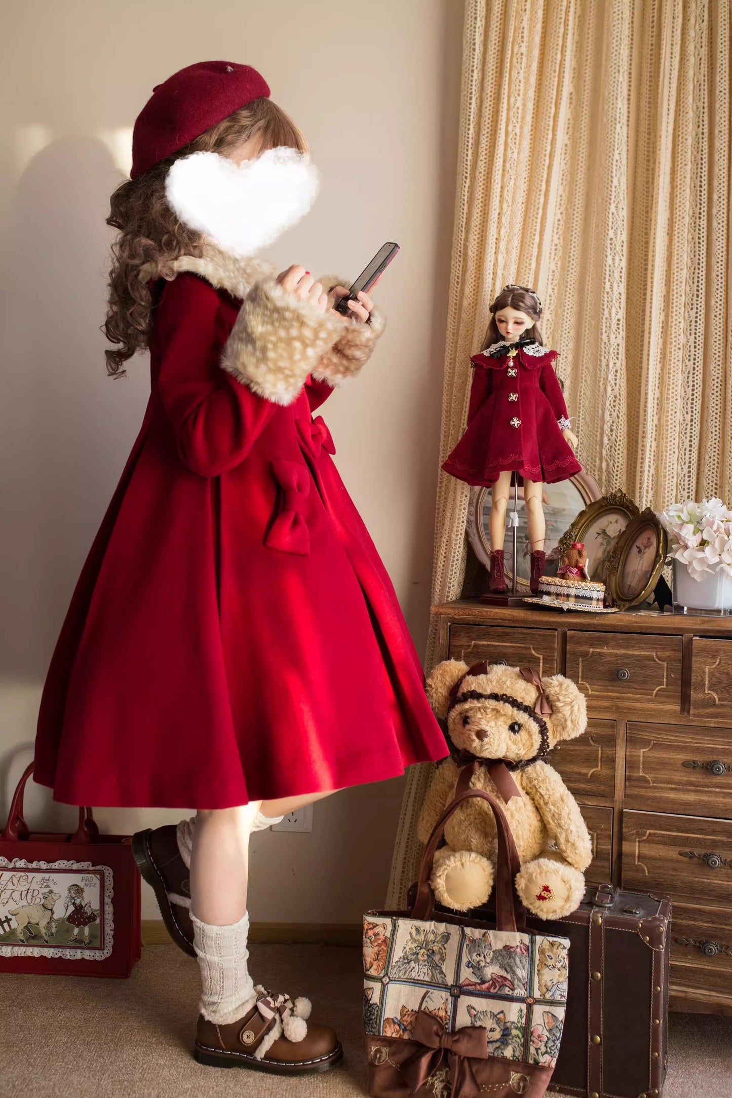 Aラインファーつきコート【Unideer】