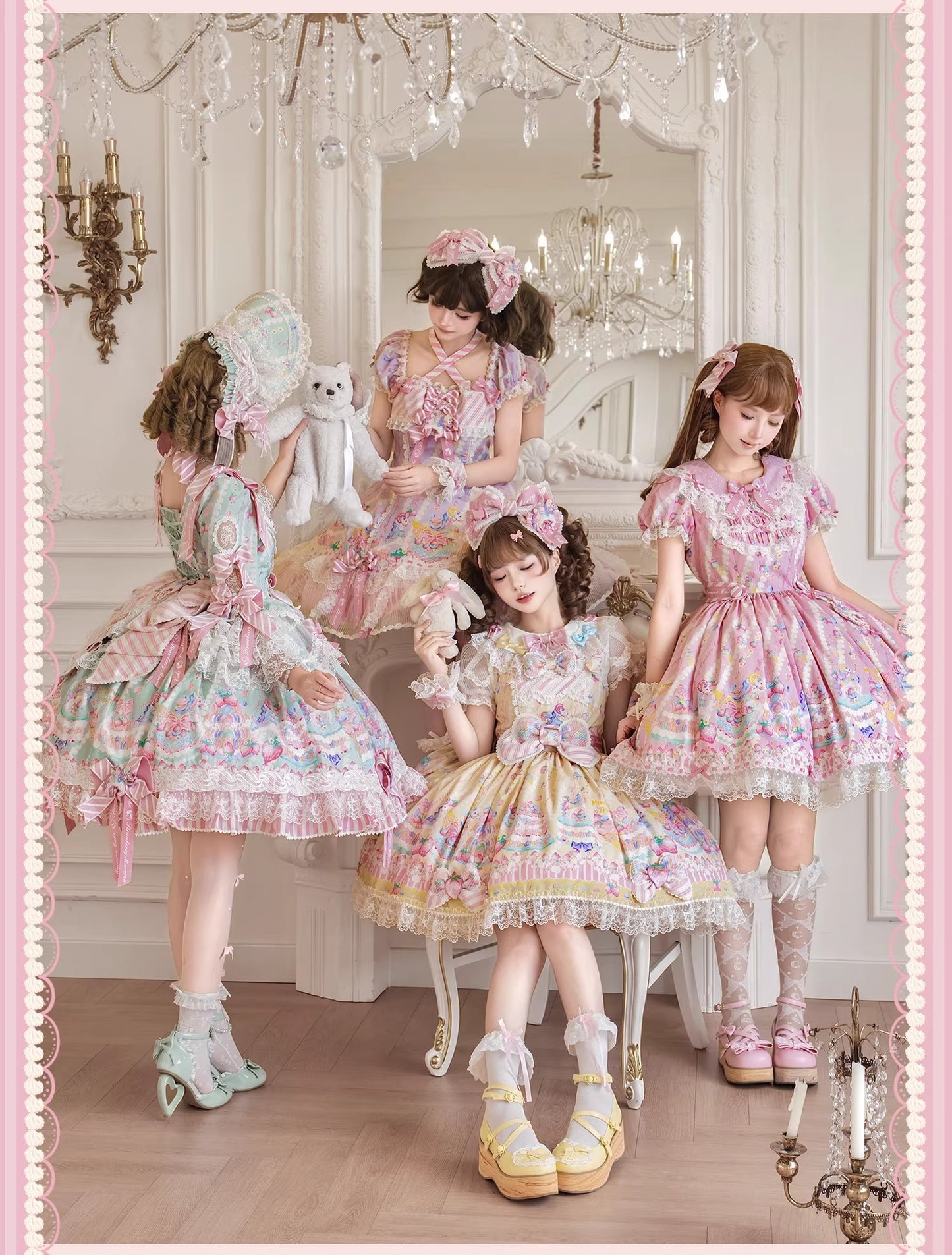 【受注予約~4/27】Pastel Macarons ワンピース(タイプ3)【双生小熊】