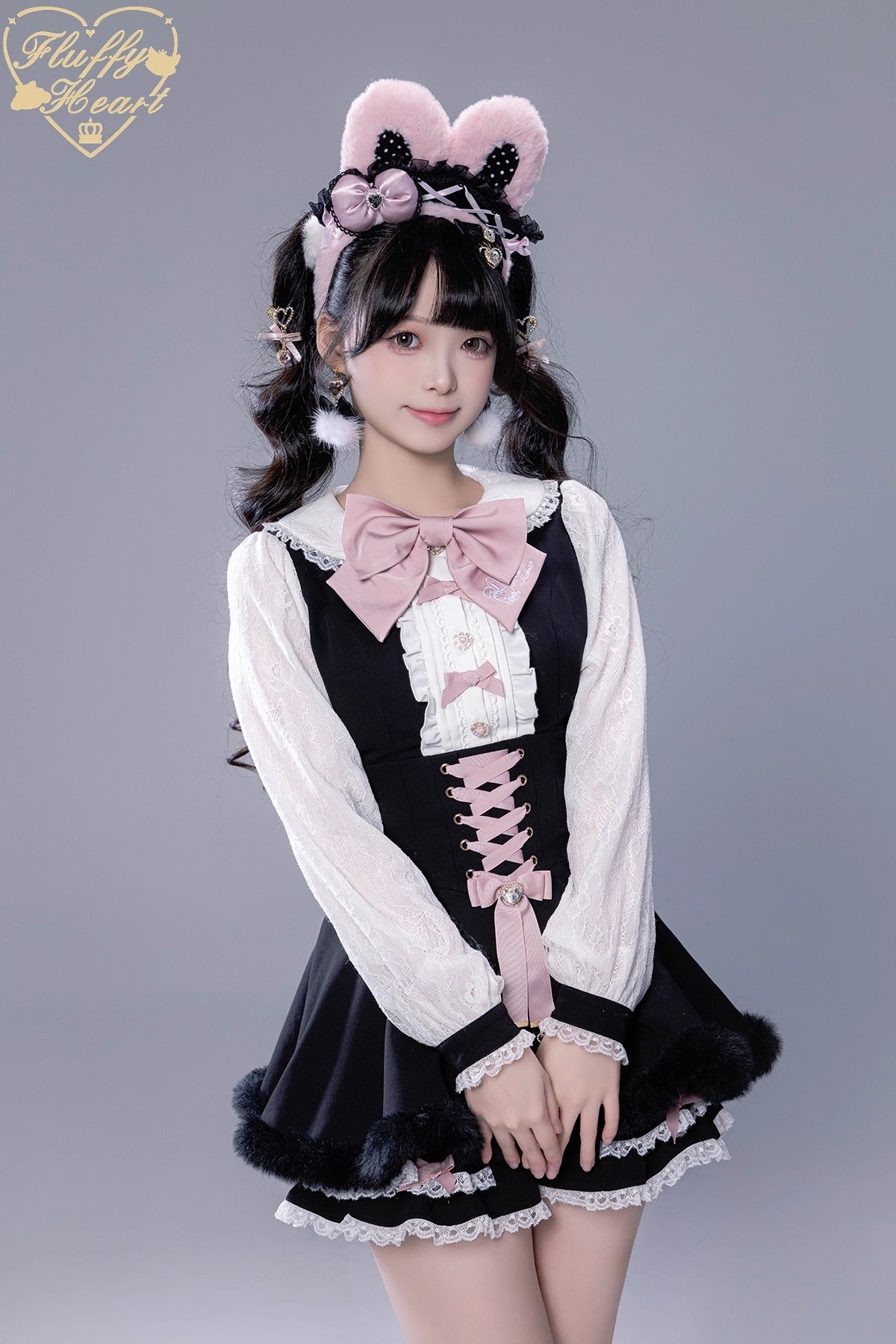 ふわふわファーセットアップ【Fluffy Heart×momo】