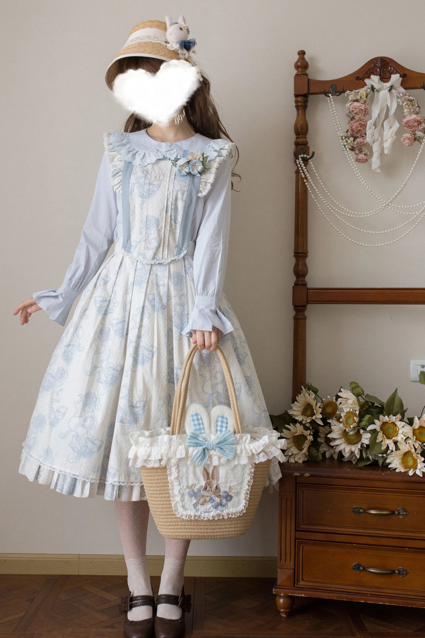 綿レース長袖ブラウス【MIST】