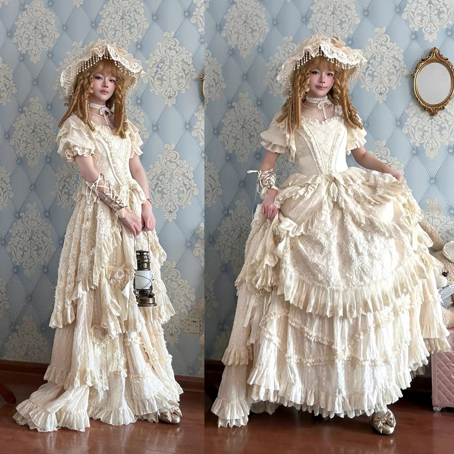 【受注予約~4/16】Lace Waltz × Apricot Waltz ワンピース・姫袖・フルセット【sedef】