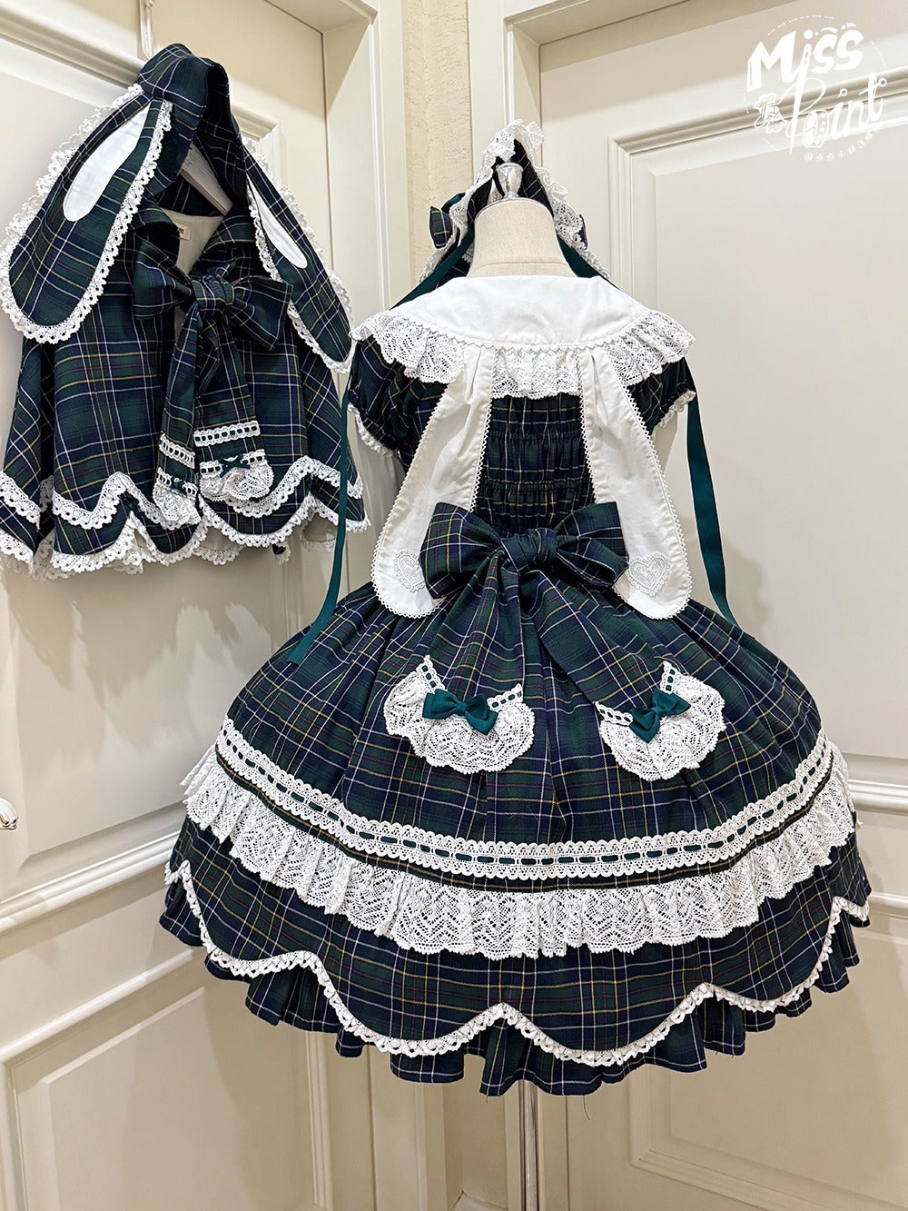 【受注予約~10/16】Ancient Petal Cake ワンピース・ジャンパースカート(チェックver.）【Miss Point】