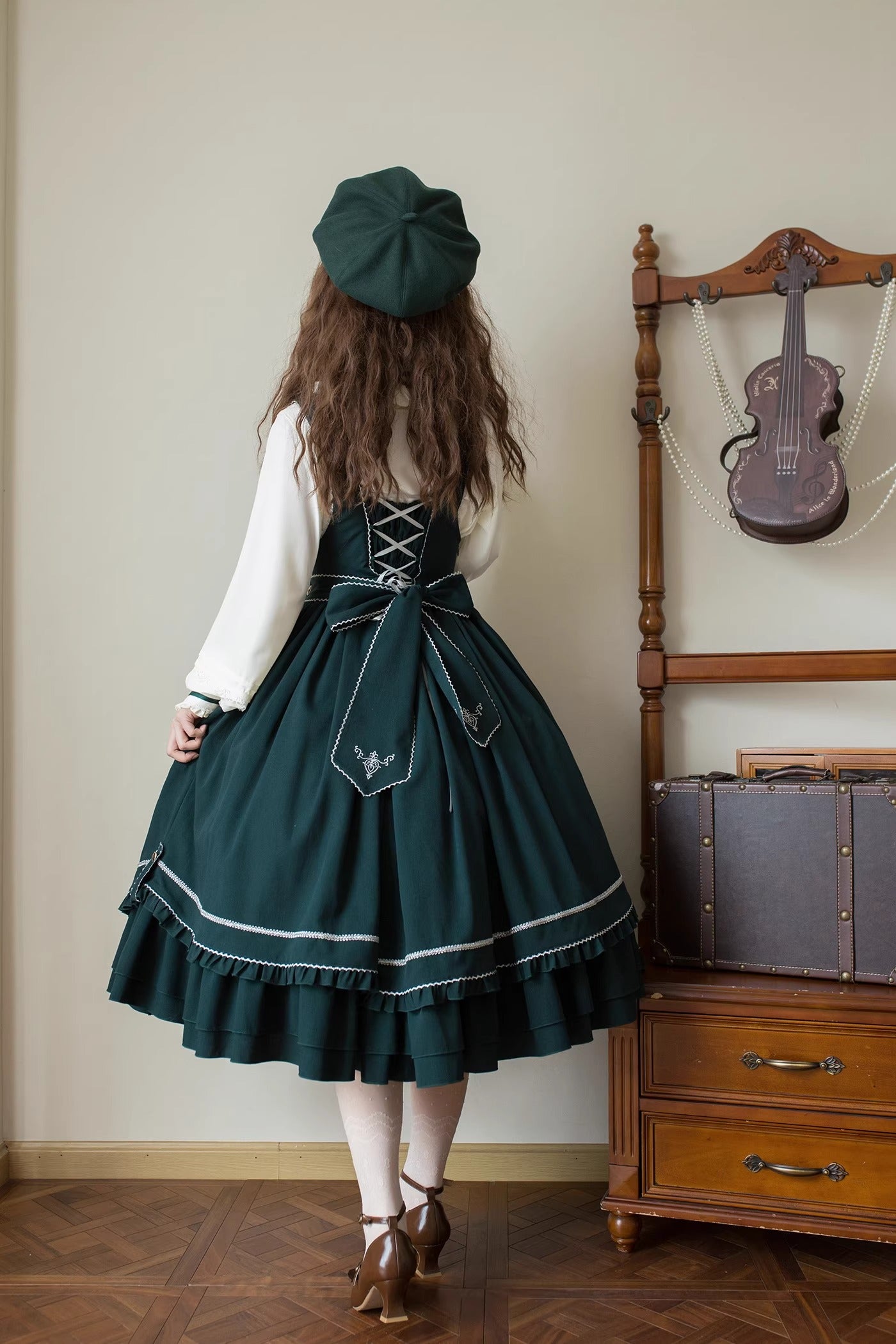 【受注予約~10/30】スミレ色の花手紙 ジャンパースカート 【MCLUSTER】