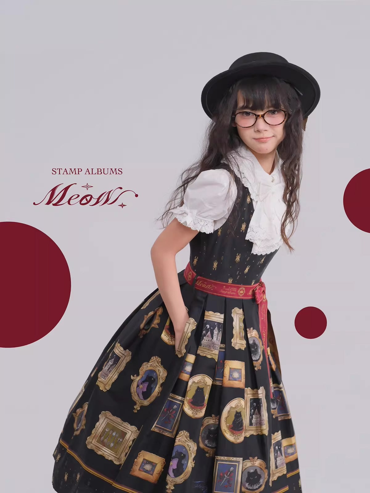 【受注予約~4/16】MEOW ワンピース・ジャンパースカート・ブラウス【Stamp Album】