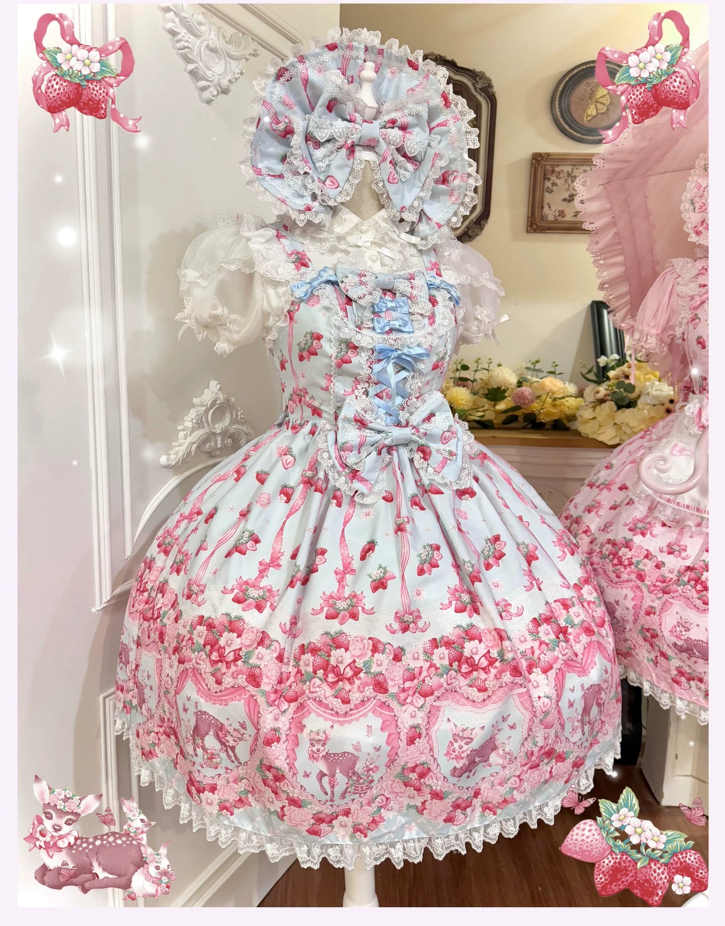 【受注予約~8/23】Fawn Strawberry Garden ジャンパースカート【TaTaTa Lolita】