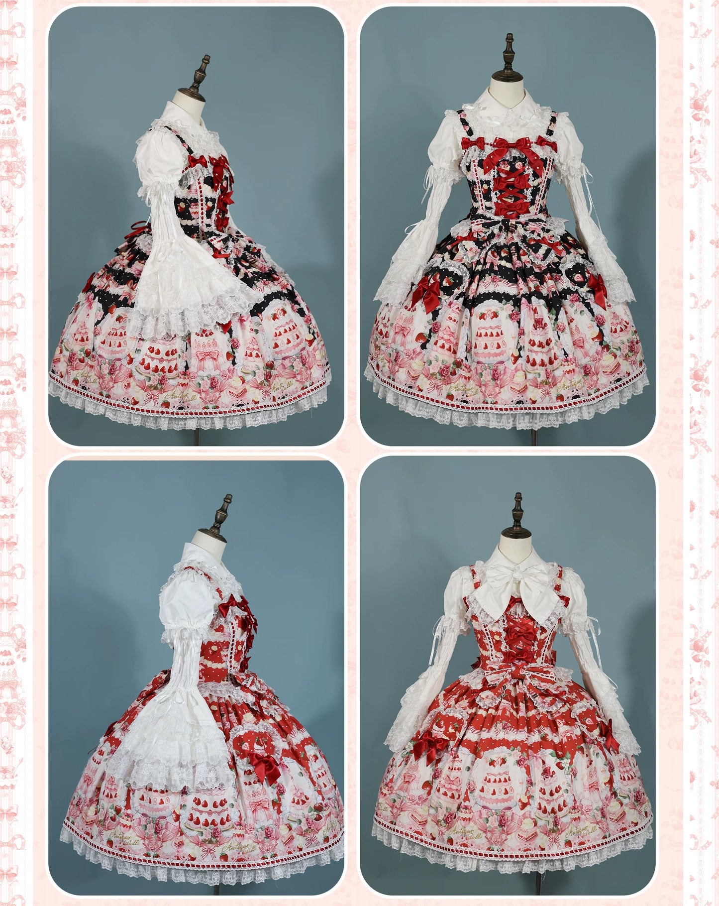 【受注予約~9/28】イチゴと花束 3.0 ジャンパースカート・フルセット【Antique Doll】