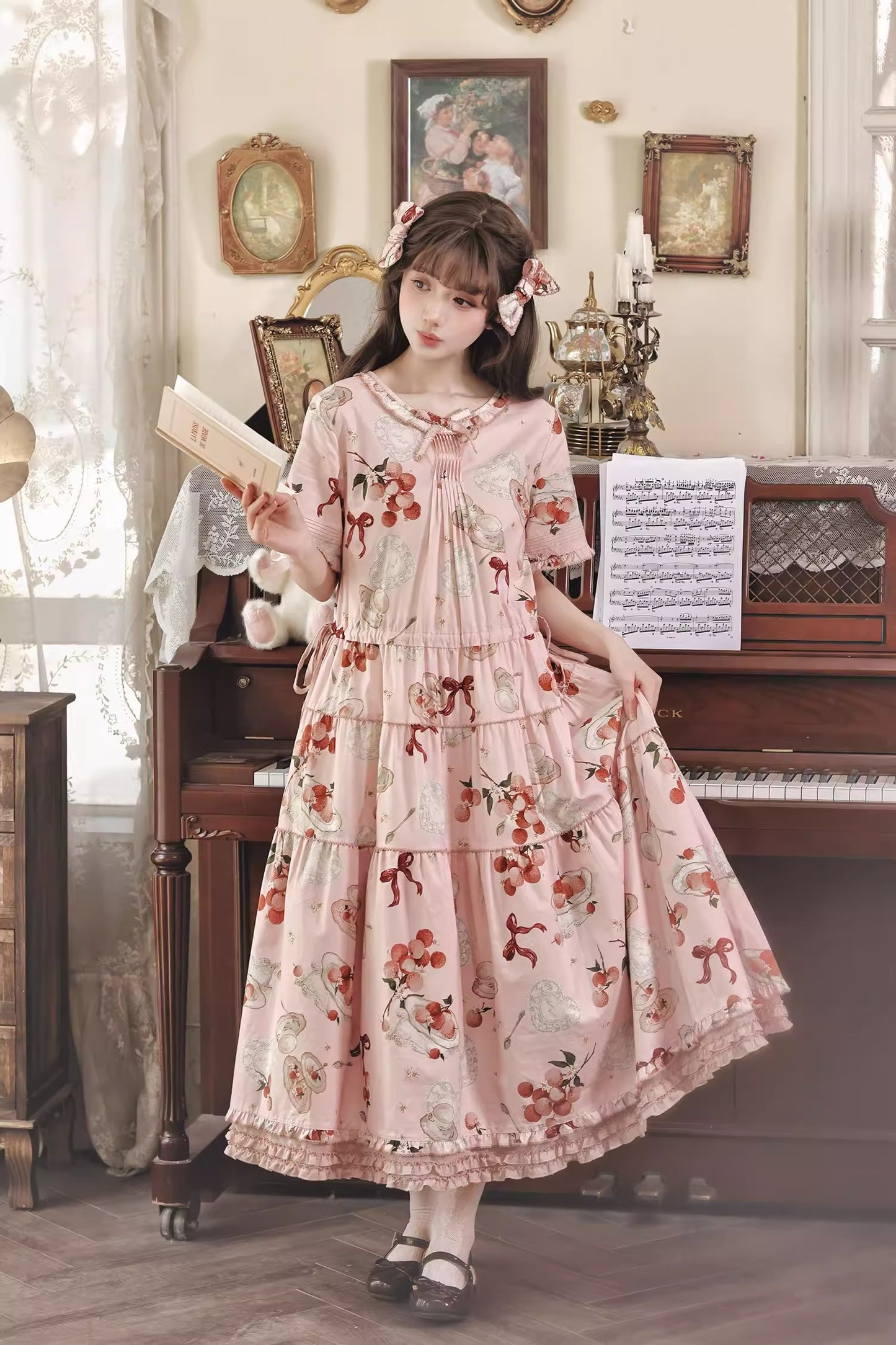 【受注予約~1/22】Lychee Tea リボンピン【MapleSugar】