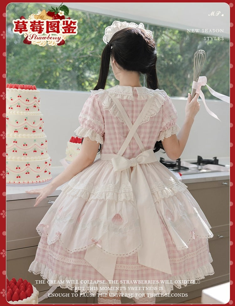 【受注予約~11/18】Strawberry Cake Illustration ギンガムワンピース・ジャンパースカート【花与珍珠匣】