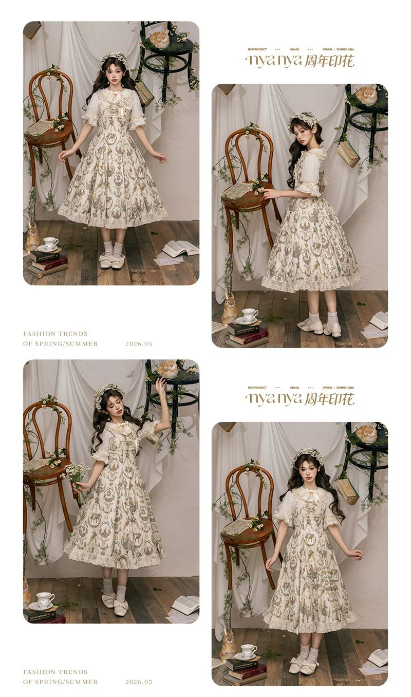【受注予約~6/3】NyaNya Anniversary Print ジャンパースカート・ブラウス【NyaNya】