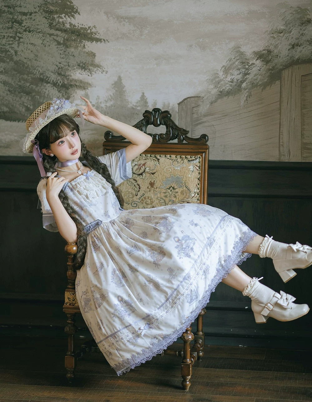 【受注予約~7/23】Little White Goose with Flowers ワンピース(タイプ1)【Miss Cube】
