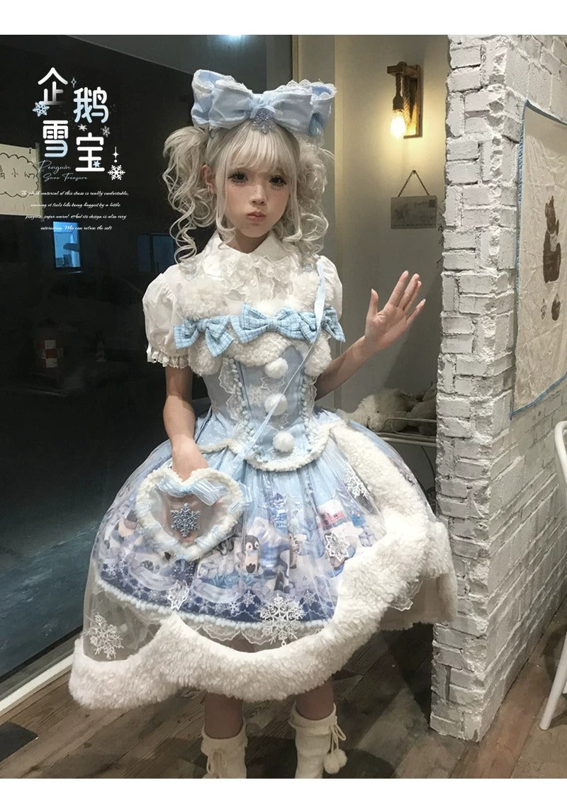 【受注予約~10/12】Penguin Snow Baby ジャンパースカート・インナートップス【Lineball Cat】