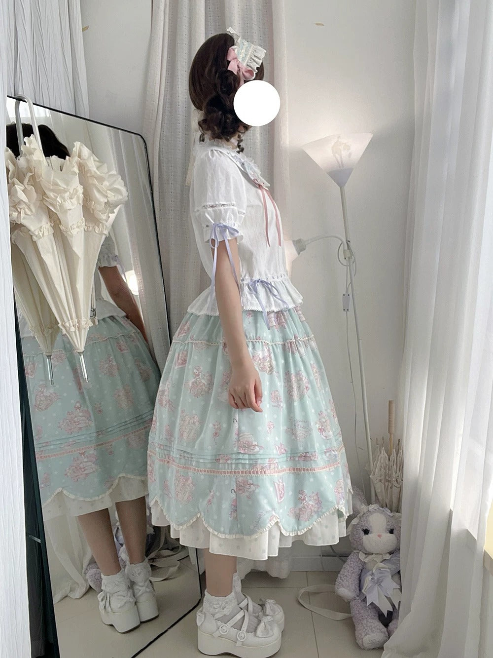 【受注予約~7/23】Little White Goose with Flowers ブラウス・スカート【Miss Cube】