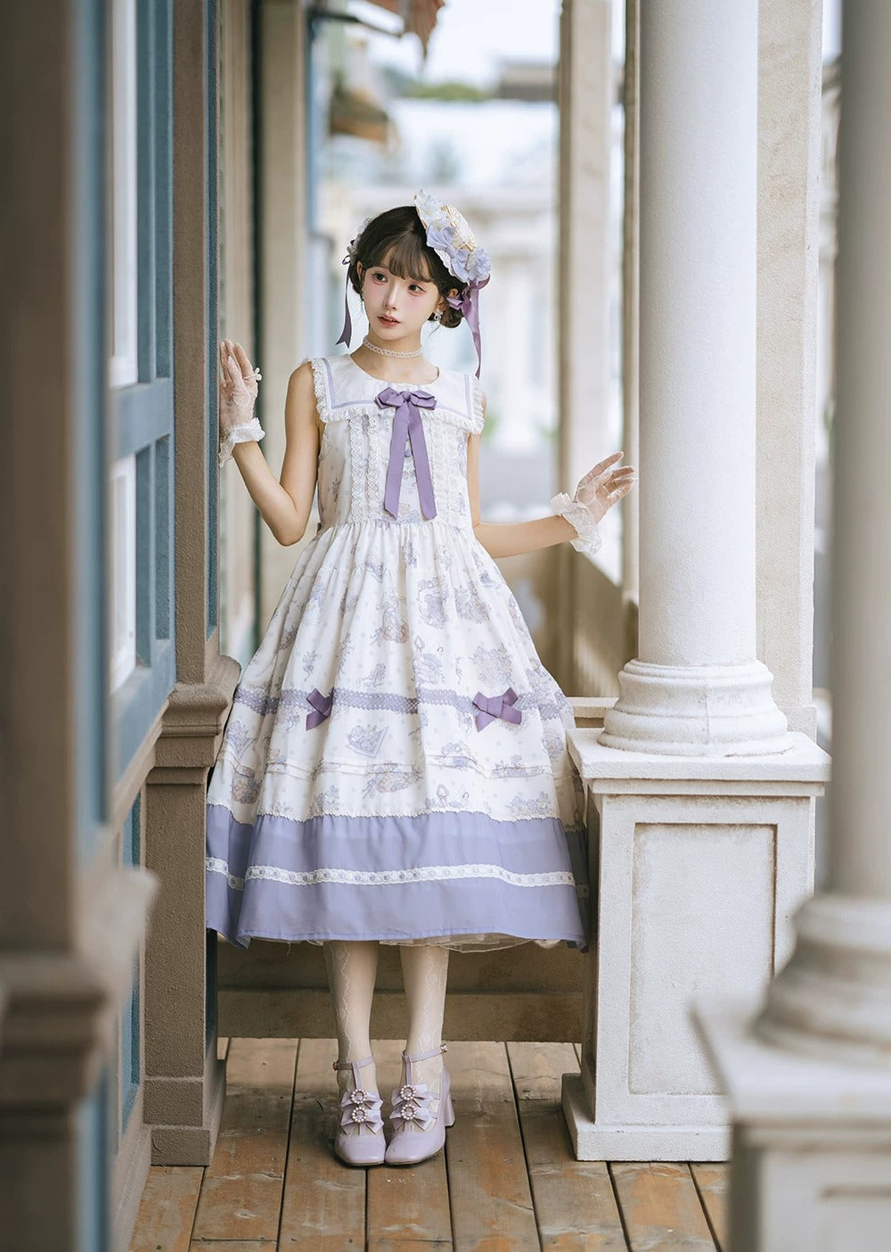 【受注予約~7/23】Little White Goose with Flowers ジャンパースカート【Miss Cube】