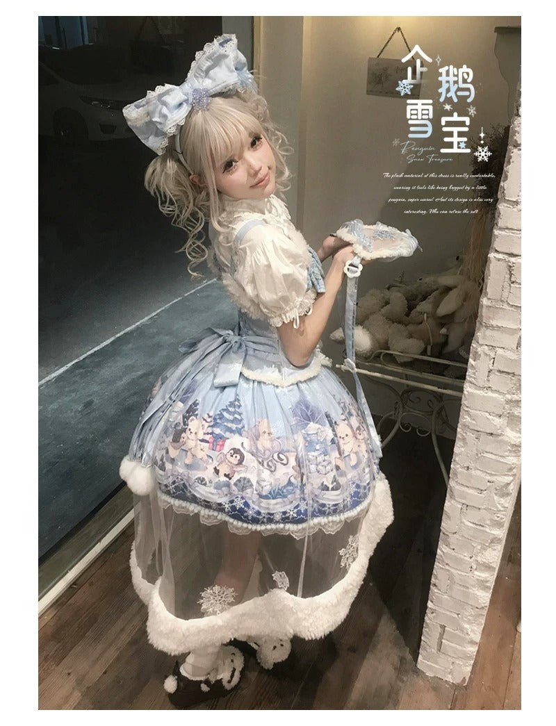 【受注予約~10/12】Penguin Snow Baby ジャンパースカート・インナートップス【Lineball Cat】