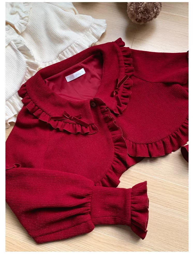 襟付きニットカーディガン【With Puji】