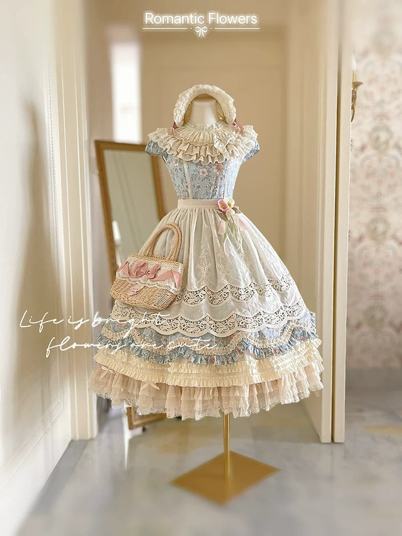 【受注予約~7/20】Romantic Flowers ワンピース(タイプ1)　【白月】