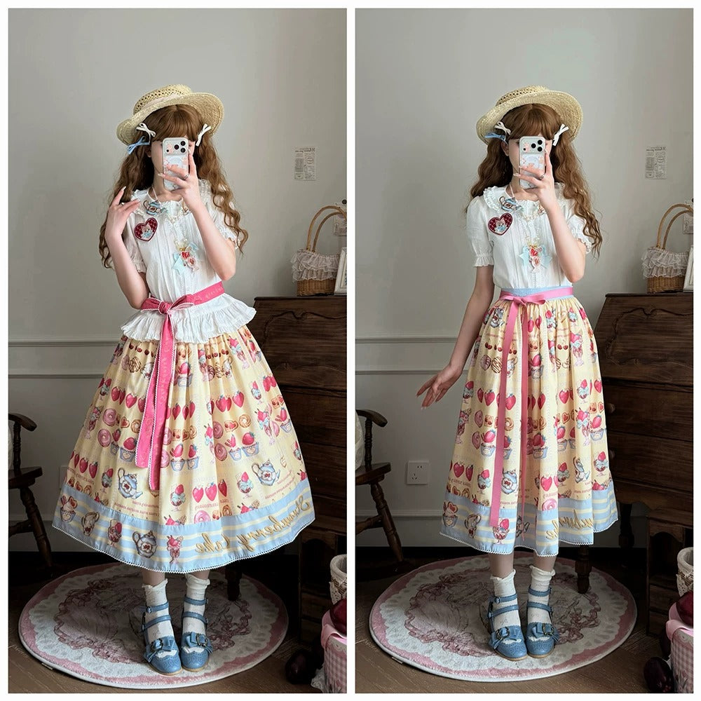 【受注予約~6/24】Strawberry Parfait Tea スカート【Miss Cube】