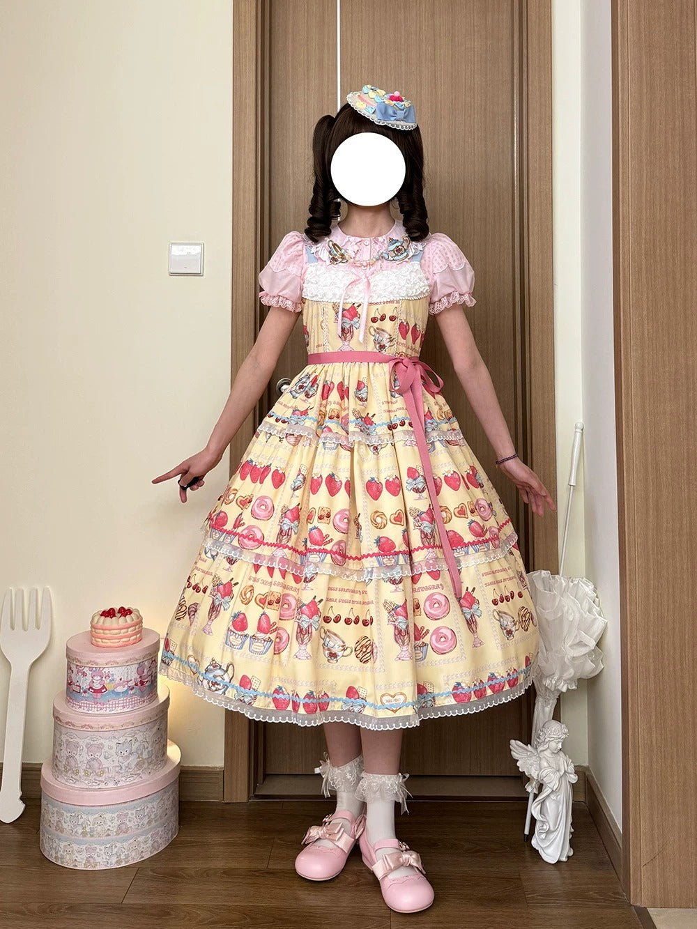 【受注予約~6/24】Strawberry Parfait Tea ジャンパースカート【Miss Cube】