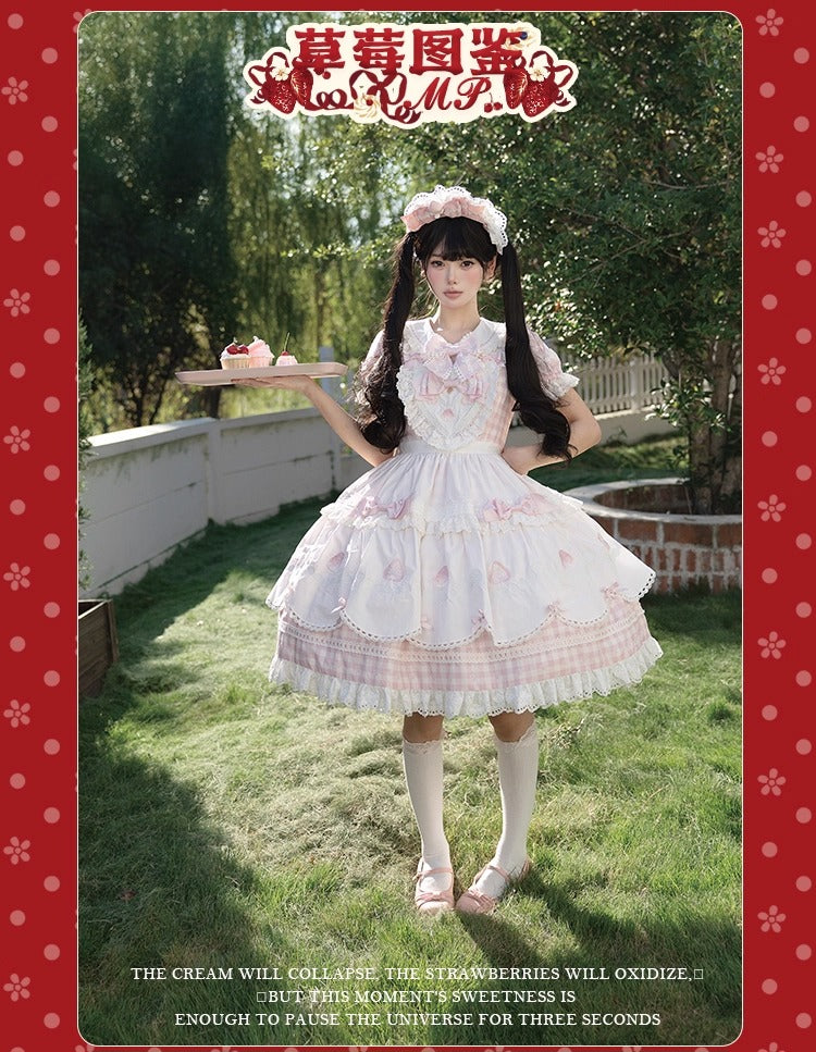 【受注予約~11/18】Strawberry Cake Illustration ギンガムワンピース・ジャンパースカート【花与珍珠匣】