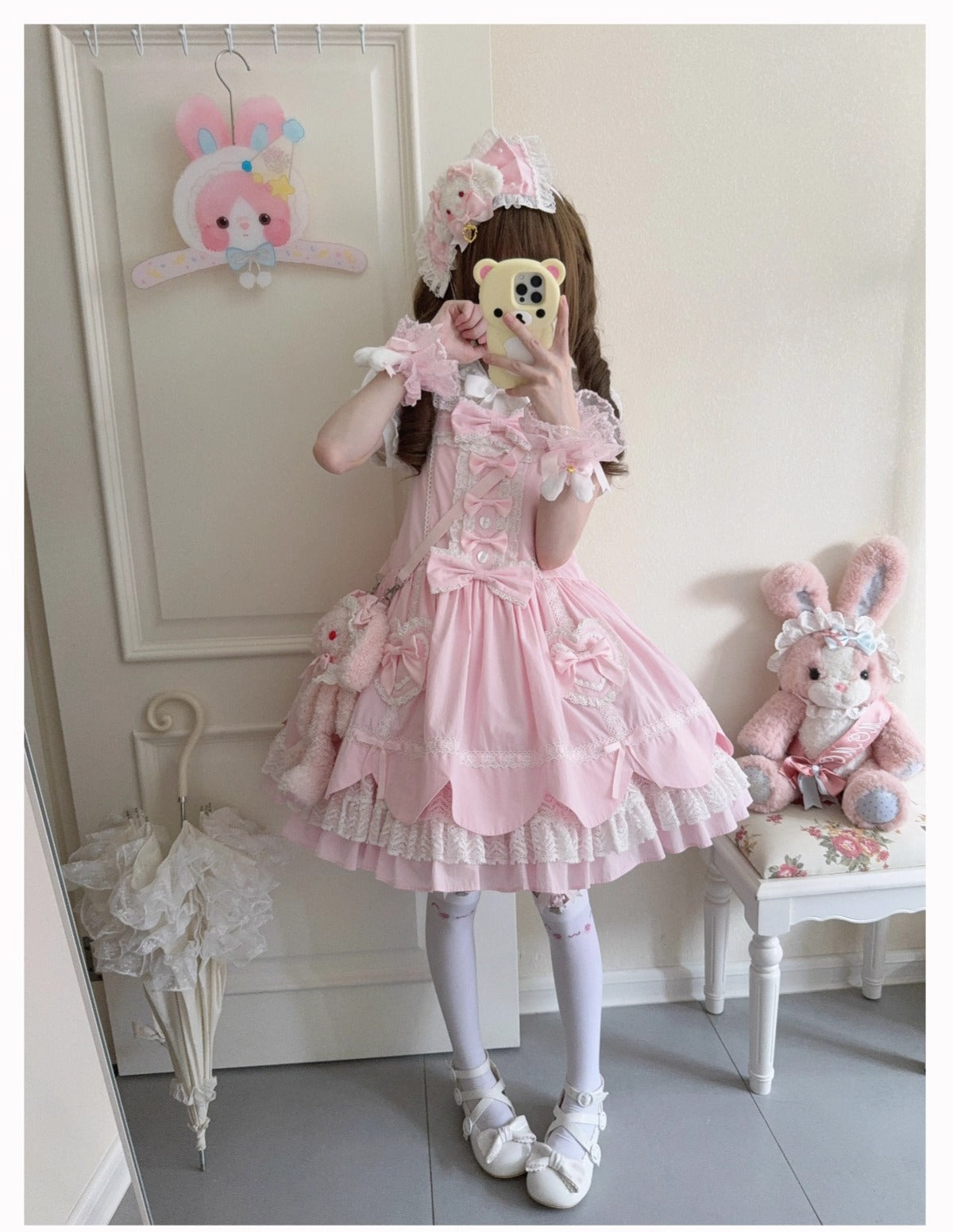 【受注予約~8/11】Cream Petals サロペット【天线猫】