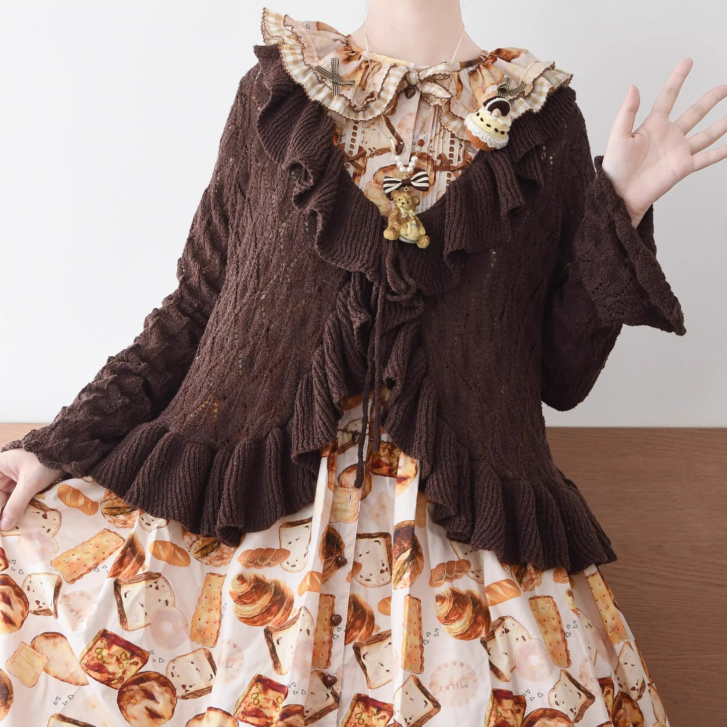 Sunset Bouquet フリルカーディガン【MIST】