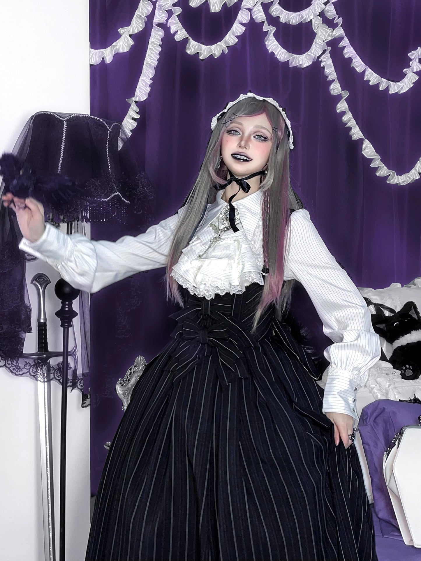 【受注予約~10/28】Bright Moon ジャンパースカート(ストライプ・タイプ1)【Little Dipper】