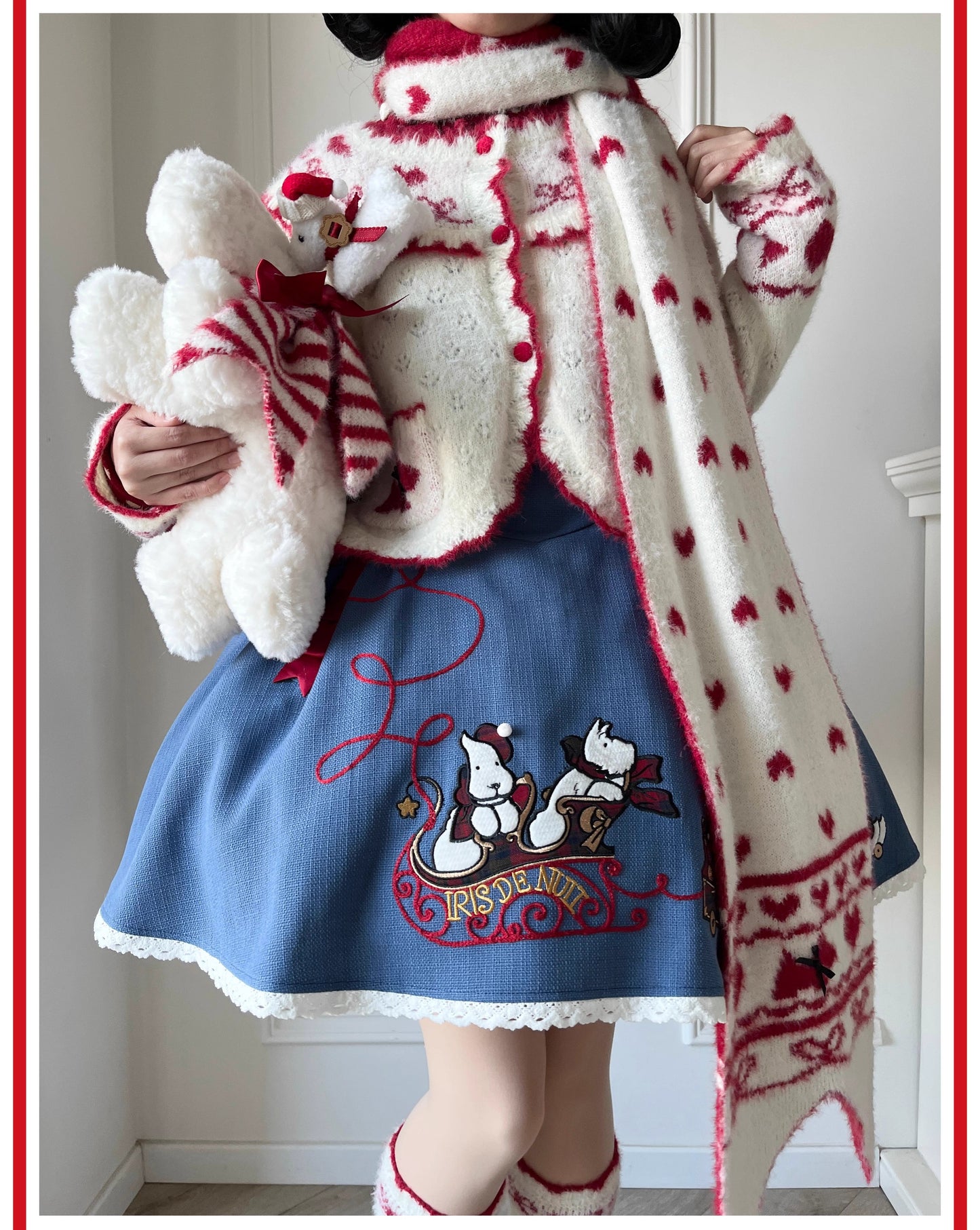 【受注予約~10/30】Puppy and WoolBall サスペンダースカート【iris de nuit】