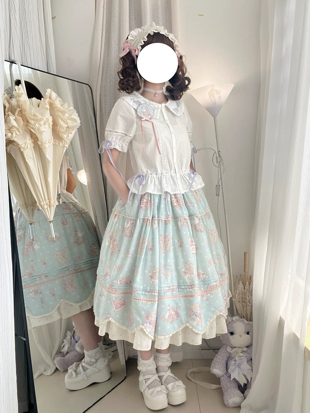 【受注予約~7/23】Little White Goose with Flowers ブラウス・スカート【Miss Cube】