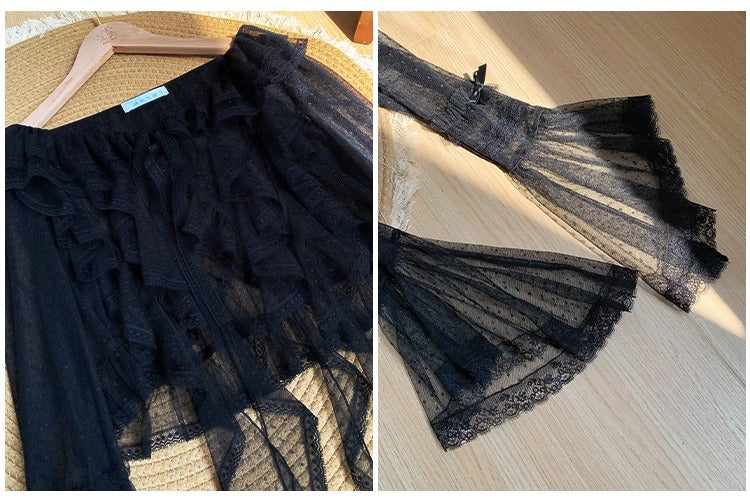 Clear Wind ドットチュール姫袖カーディガン【With Pujji】