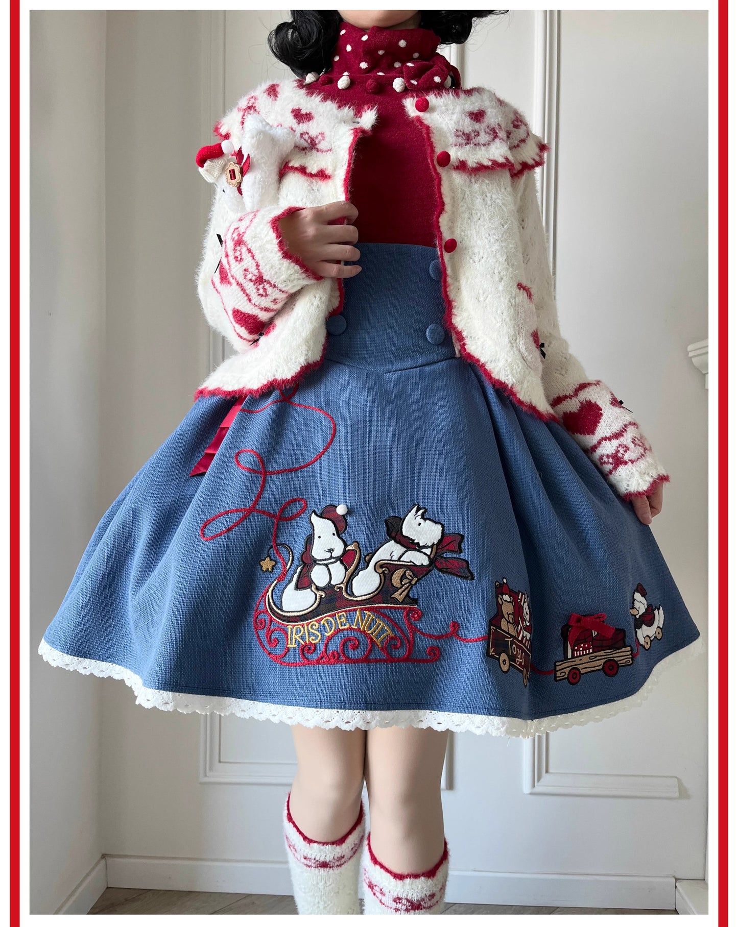 【受注予約~10/30】Puppy and WoolBall サスペンダースカート【iris de nuit】