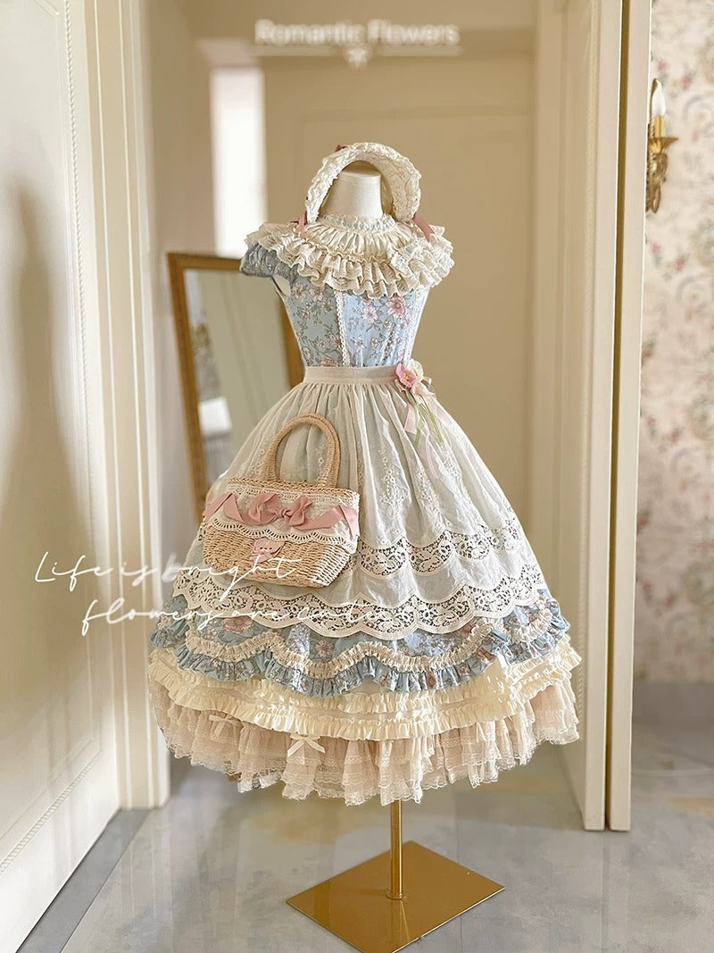 【受注予約~7/20】Romantic Flowers ワンピース(タイプ1)　【白月】