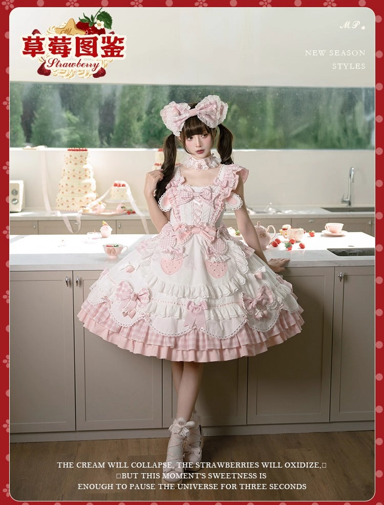 【受注予約~11/18】Strawberry Cake Illustration ギンガムワンピース・ジャンパースカート【花与珍珠匣】