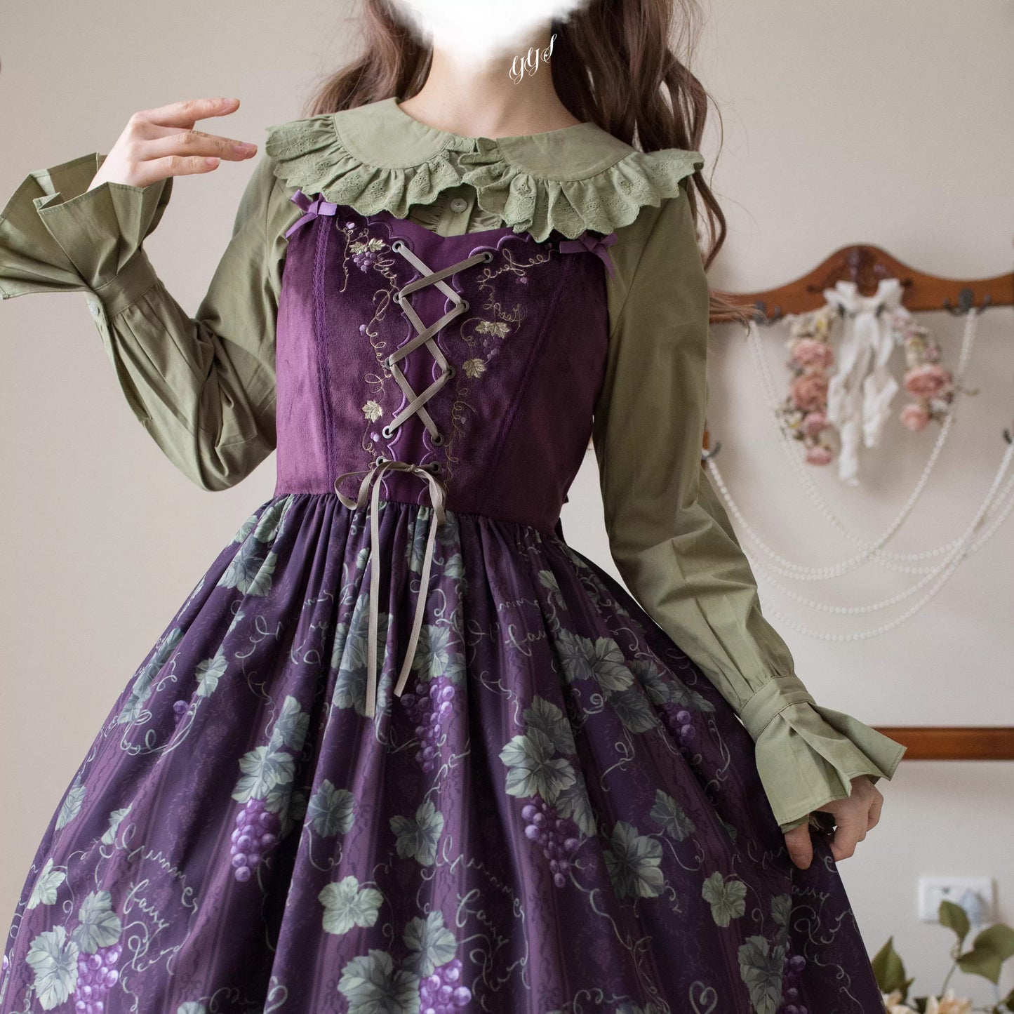 綿レース長袖ブラウス【MIST】