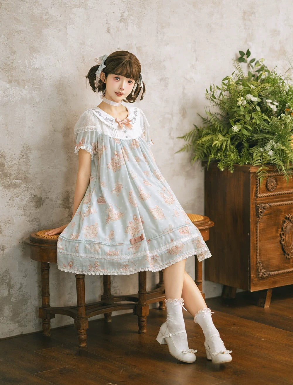 【受注予約~7/23】Little White Goose with Flowers ワンピース(タイプ2)【Miss Cube】